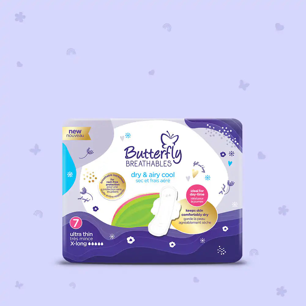 Butterfly - Breathables Ultra Thin Dry & Airy Cool Extra Long Sanitary Pads - 7's