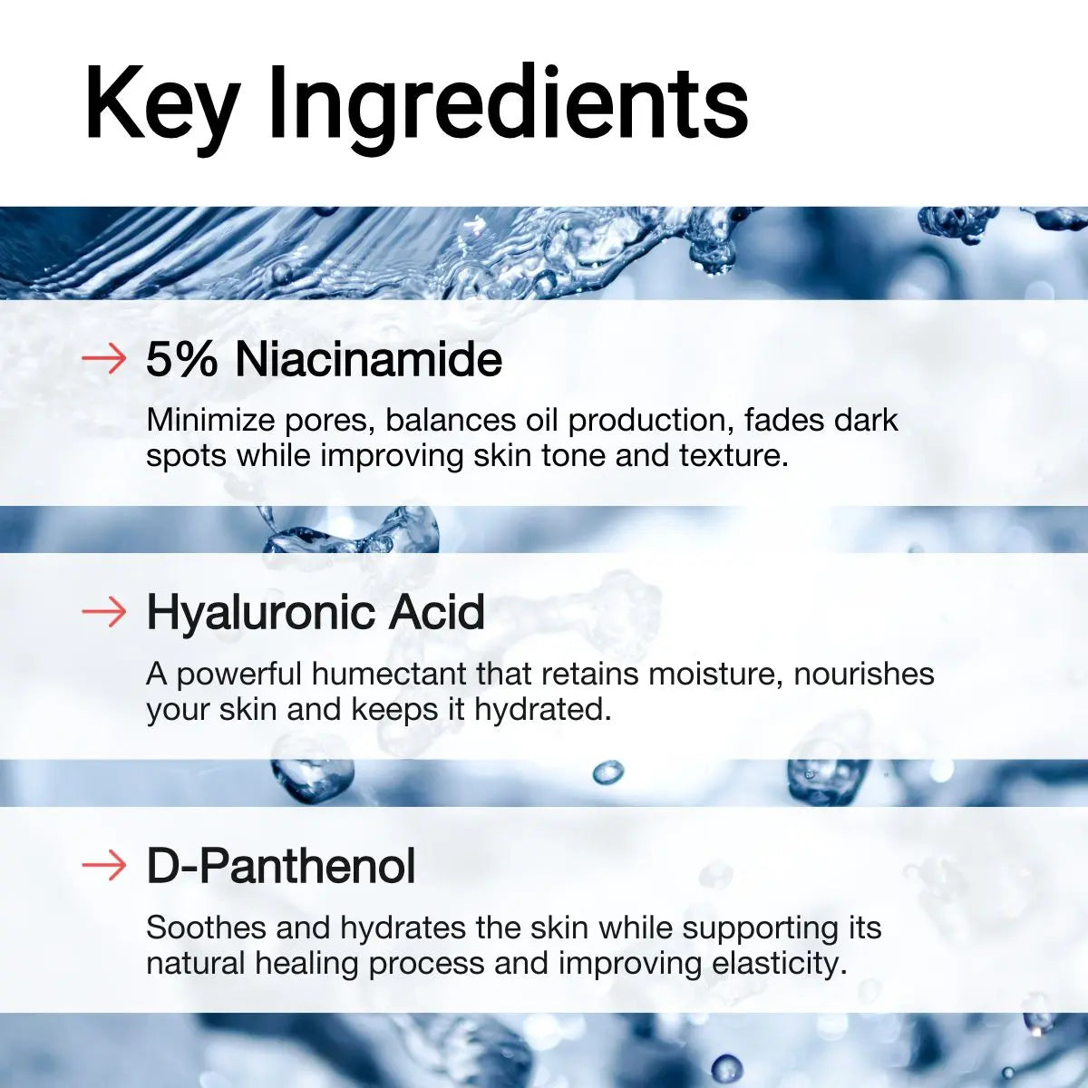 Ingredients of AccuFix Niacinamide Serum