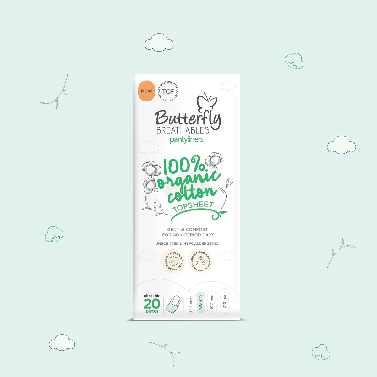 Butterfly - Breathables Organic Cotton Panty Liners - 20's