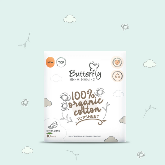 Butterfly - Breathables Organic Cotton Extra Long Sanitary Pads - 10's