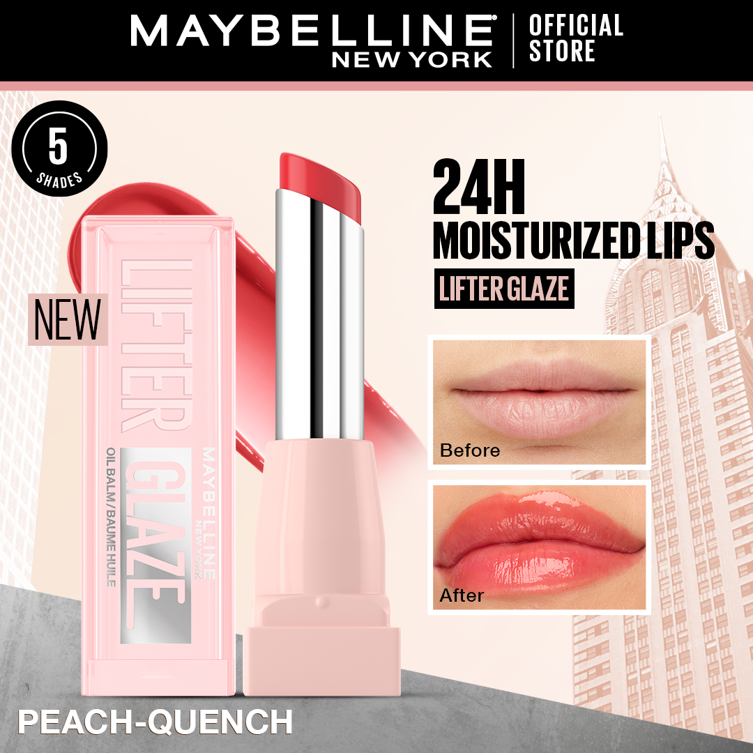 Maybelline Lifter Glaze, Tinted Lip Oil Balm with cherry extract - 24Hr Hydrated Lips