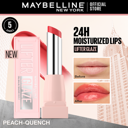 Maybelline Lifter Glaze, Tinted Lip Oil Balm with cherry extract - 24Hr Hydrated Lips