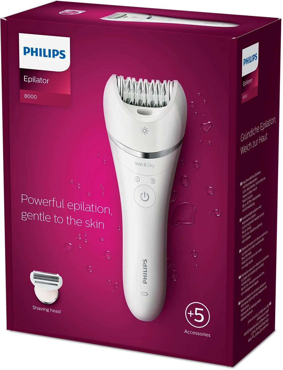 Philips - Epilator Series 8000 Wet & Dry epilator BRE710/01