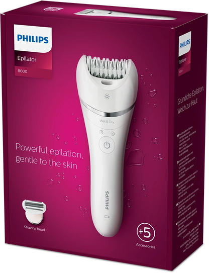 Philips - Epilator Series 8000 Wet & Dry epilator BRE710/01