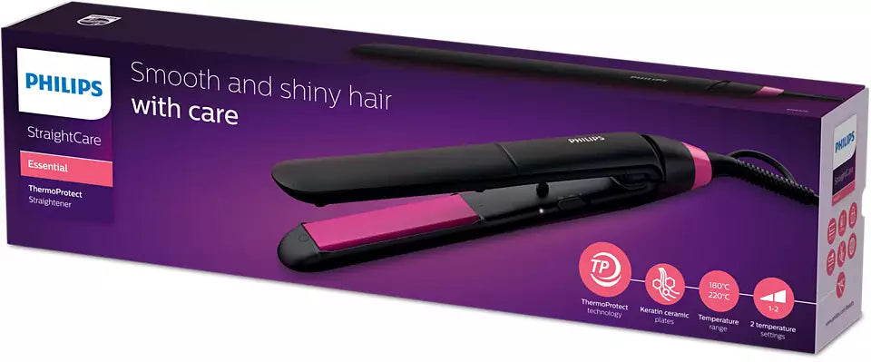 Philips - StraightCare Essential ThermoProtect straightener BHS375/03