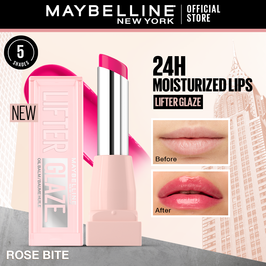 Maybelline Lifter Glaze, Tinted Lip Oil Balm with cherry extract - 24Hr Hydrated Lips