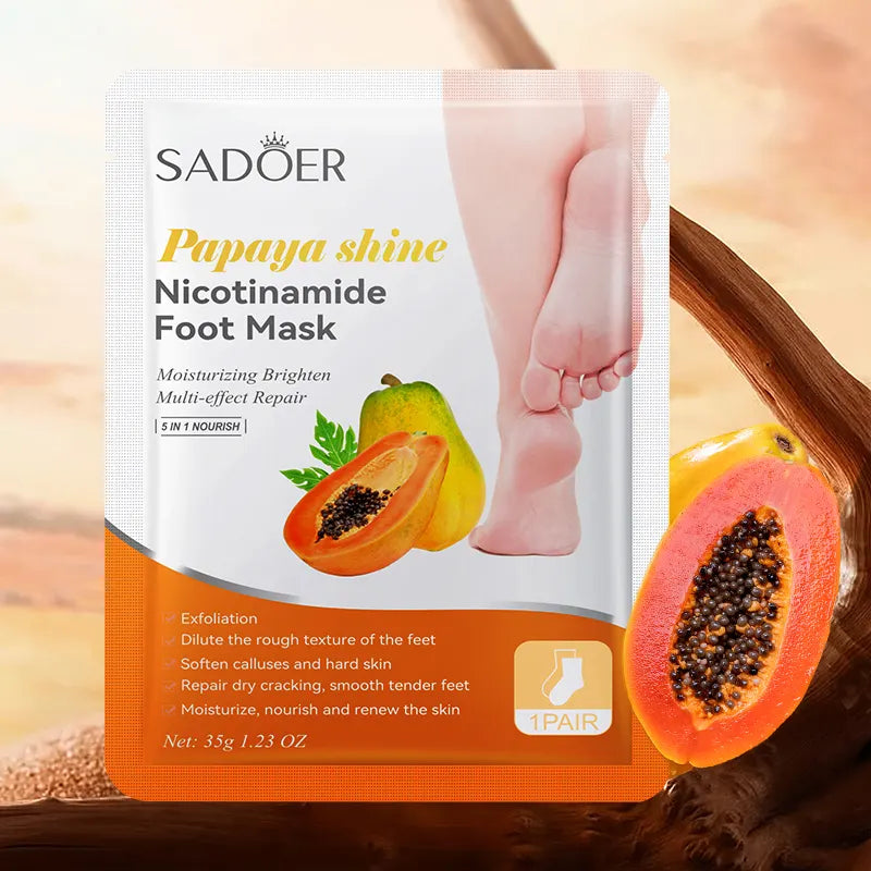 Sadoer - 5 in 1 Nourish Papaya Shine Nicotinamide Foot Mask - 35G