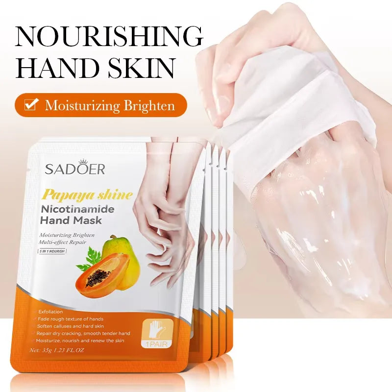 Sadoer - 5 in 1 Nourish Papaya Shine Nicotinamide Hand Mask - 35G
