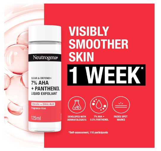 Neutrogena Spot Controlling + 7% AHA + Panthenol Liquid Exfoliant 125Ml