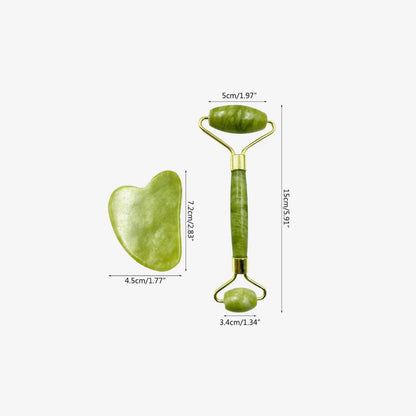 Facial Beauty - Pack Of Jade Face Roller & Gua Sha