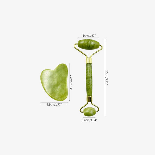 Facial Beauty - Pack Of Jade Face Roller & Gua Sha
