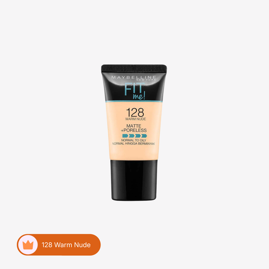 Maybelline New York Fit Me Matte & Poreless Liquid Foundation 18Ml Mini Tube - 128 Warm Nude - For Normal To Oily Skin
