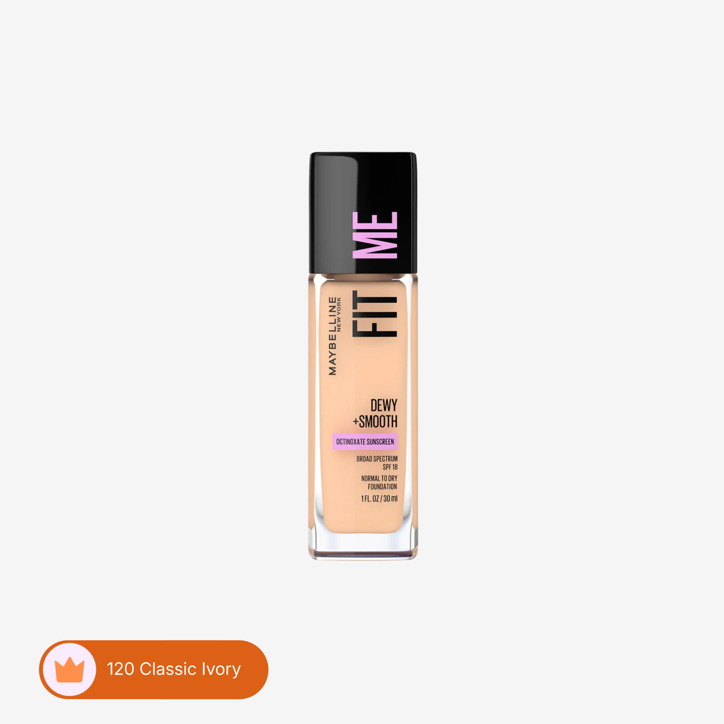 Maybelline Ny New Fit Me Dewy + Smooth Liquid Foundation 30 Spf - 120 Classic Ivory 30Ml - For Normal To Dry Skin