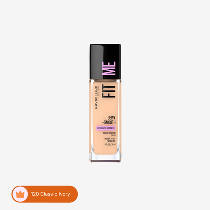 Maybelline Ny New Fit Me Dewy + Smooth Liquid Foundation 30 Spf - 120 Classic Ivory 30Ml - For Normal To Dry Skin