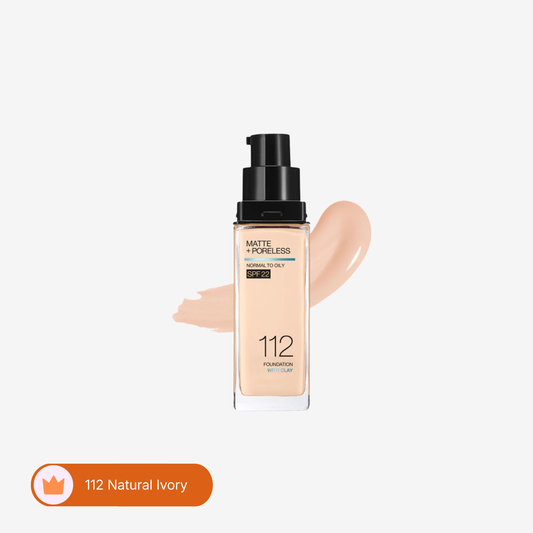 Maybelline Ny New Fit Me Matte + Poreless Liquid Foundation Spf 22 - 112 Natural Ivory 30Ml - For Normal To Oily Skin