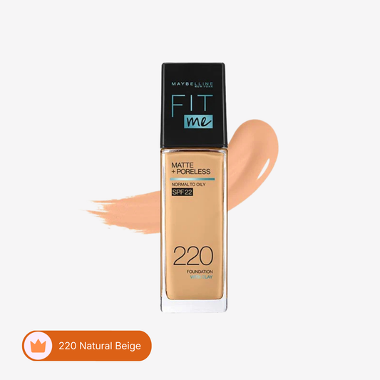 Maybelline Ny New Fit Me Matte + Poreless Liquid Foundation Spf 22 - 220 Natural Beige 30Ml - For Normal To Oily Skin