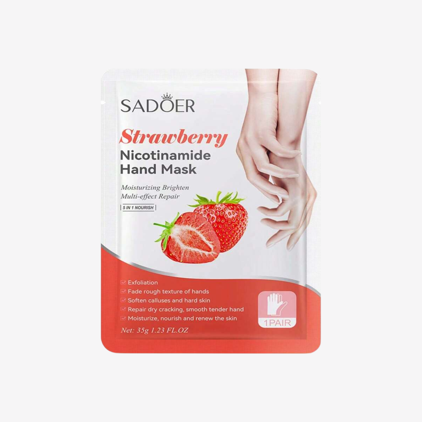 Sadoer - 5 in 1 Strawberry Nicotinamide Hand Mask 35g