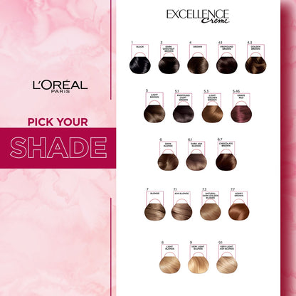Bundle - L'Oreal Paris Excellence Creme - 5 Light Brown Hair Color with Free Shampoo