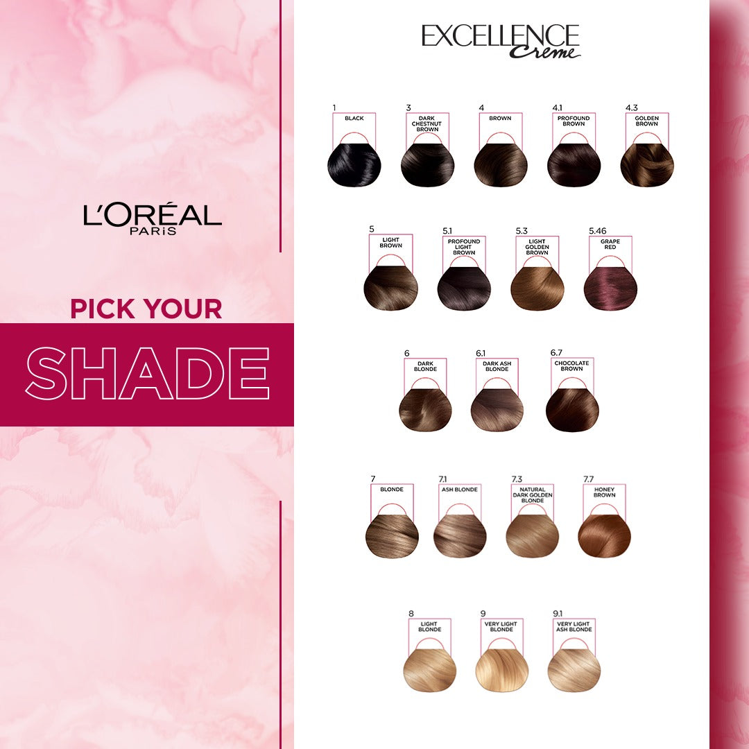 Bundle - L'Oreal Paris Excellence Creme Hair Colour #3 Dark Brown with Free Shampoo