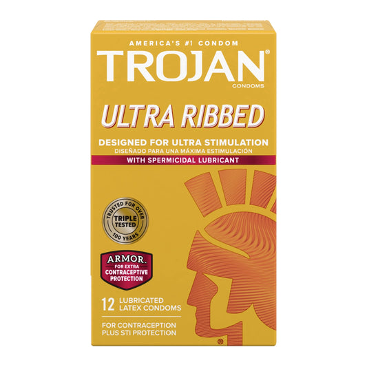 Trojan - Condom Ultra Ribbed Lubricated - 12Ct