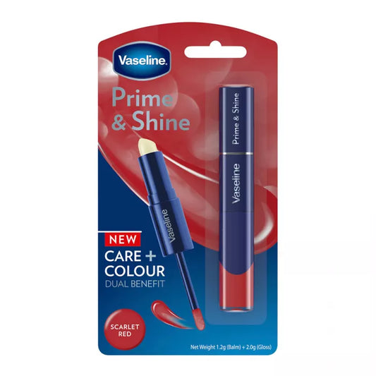 Vaseline Prime & Shine 2 In 1 Lip Balm & Colored Gloss Scarlet Red - Highfy.pk