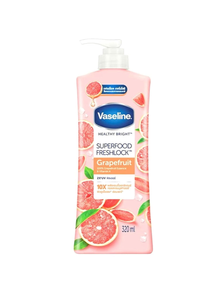 Vaseline Body Lotion Healthy Bright Super Food Fresh Lock Grapfruit (Pump)