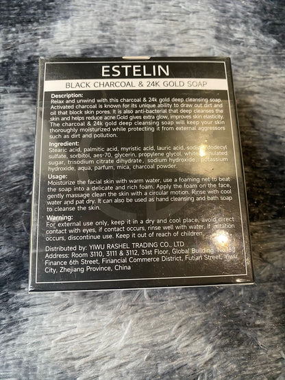 Estelin Black Charcoal 24k Gold Soap 100G