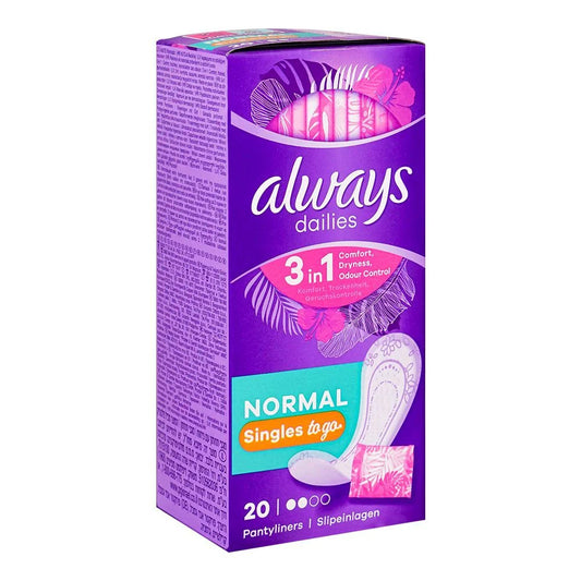 Always - Dailies Singles To Go Panty Liners Normal 20S