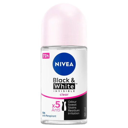 Nivea - Deodorant Roll On Women Black & White Invisible Clear - 50Ml