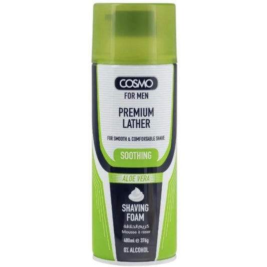 Cosmo Shaving Foam Soothing Aloe Vera 400Ml  White Dome & Bottom