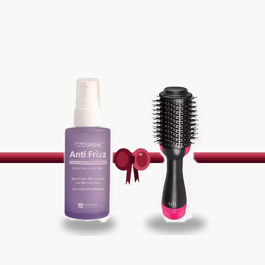 Bundle - Jenpharm Anti Frizz Hair Serum + One Step Hot Air Brush