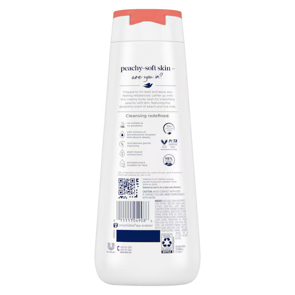 Dove - Body Wash Usa Rebalance White Peach & Rice Milk 20Oz/591Ml
