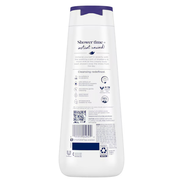 Dove - Body Wash Usa Unwind Blueberry & Moon Milk 20Oz/591Ml
