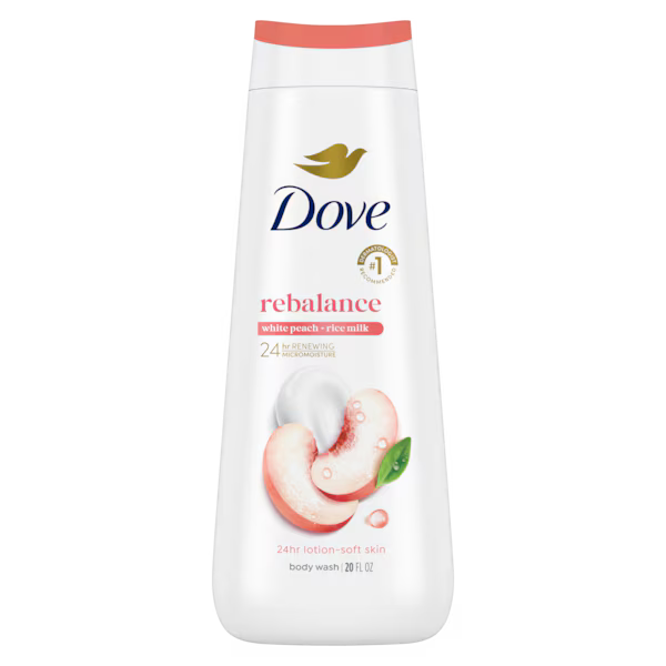 Dove - Body Wash Usa Rebalance White Peach & Rice Milk 20Oz/591Ml