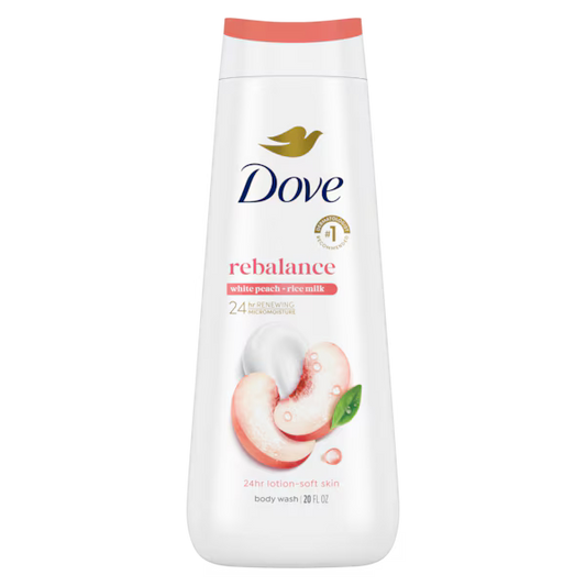 Dove - Body Wash Usa Rebalance White Peach & Rice Milk 20Oz/591Ml