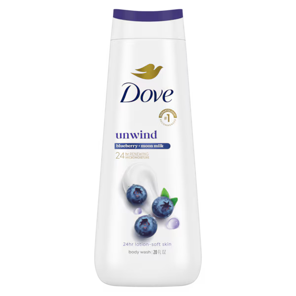Dove - Body Wash Usa Unwind Blueberry & Moon Milk 20Oz/591Ml