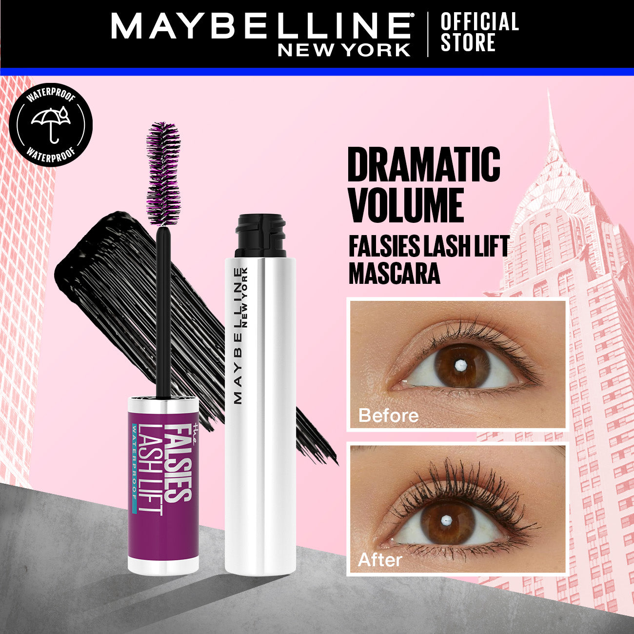 Maybelline New York The Falsies Lash Lift Waterproof Mascara - Lifted, fuller lashes.