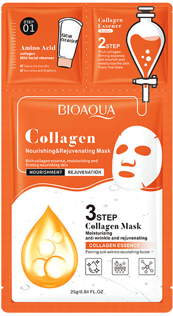 Bioaqua Collagen Nourishing 3 Step Rejuvenating Mask 25G - 1 Pc
