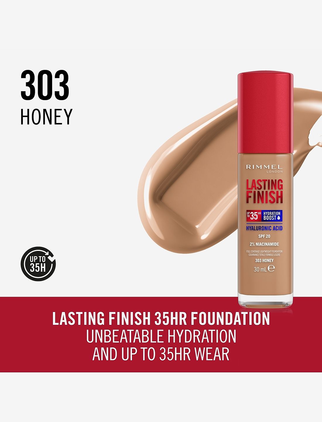 Rimmel - Long Lasting Finish Hyaluronic Acid Long-Lasting 303 Honey