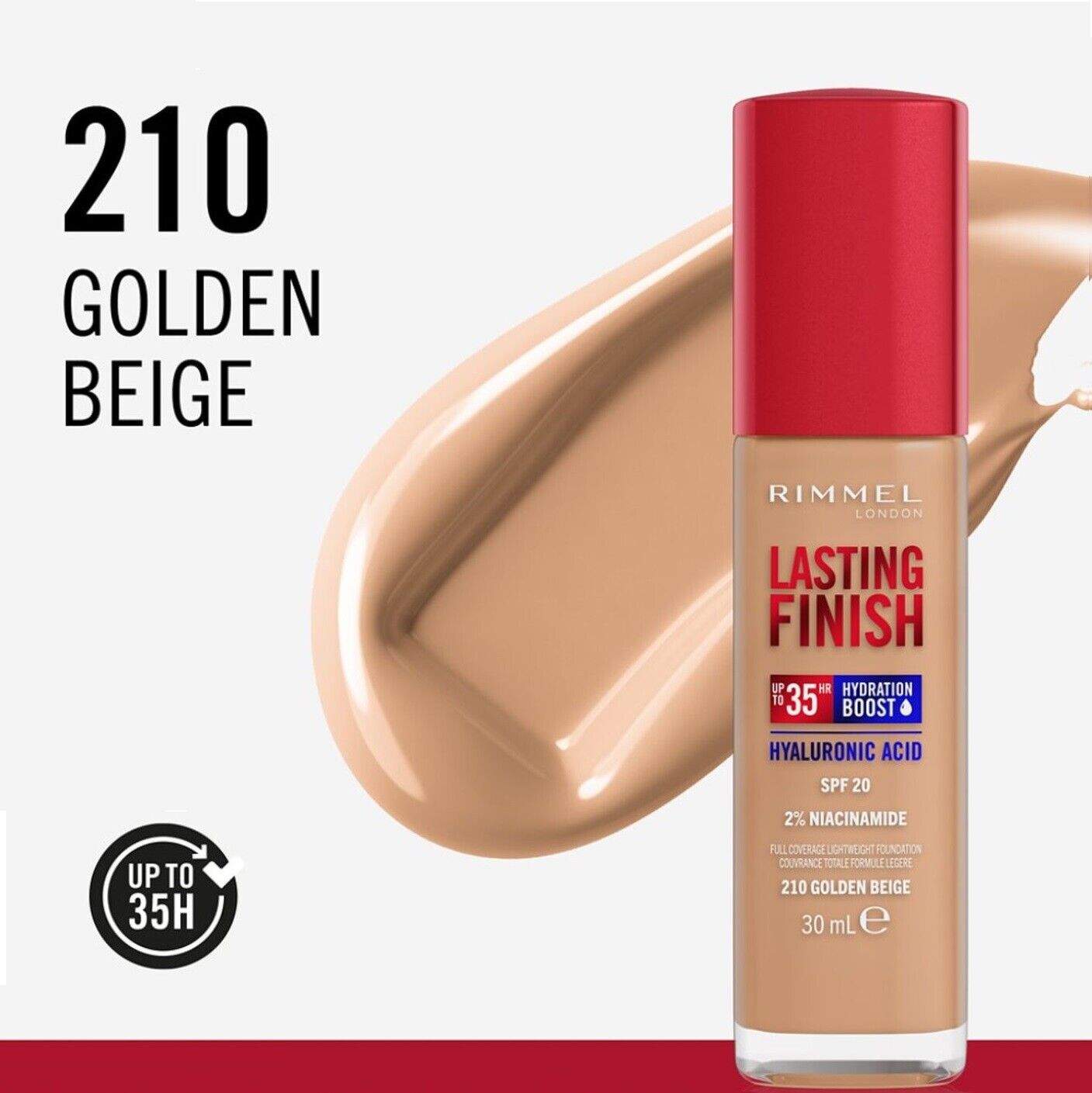 Rimmel - Lasting Finish Hyaluronic Acid Long-Lasting 210 Golden Beige