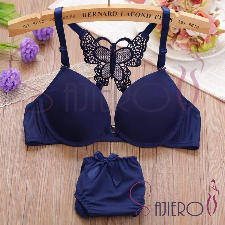 Sajiero Butterfly - Fun Night Padded Bra And Panty Blue –