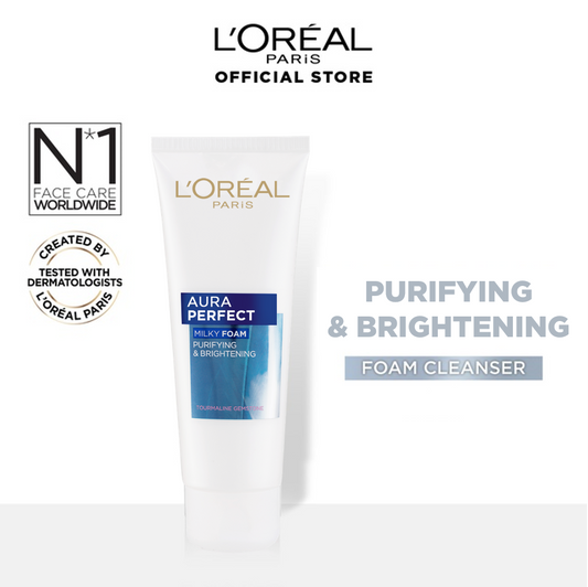 L'Oreal Paris Aura Perfect Milky Foam Face Wash 100 Ml - For Brighter Skin - Highfy.pk