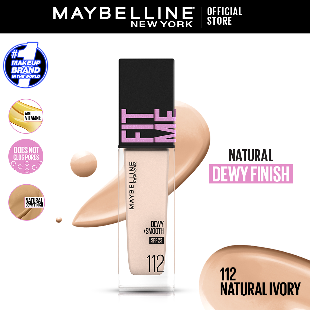 Maybelline Ny New Fit Me Dewy + Smooth Liquid Foundation Spf 23 - 112 Natural Ivory 30Ml - For Normal To Dry Skin - Highfy.pk
