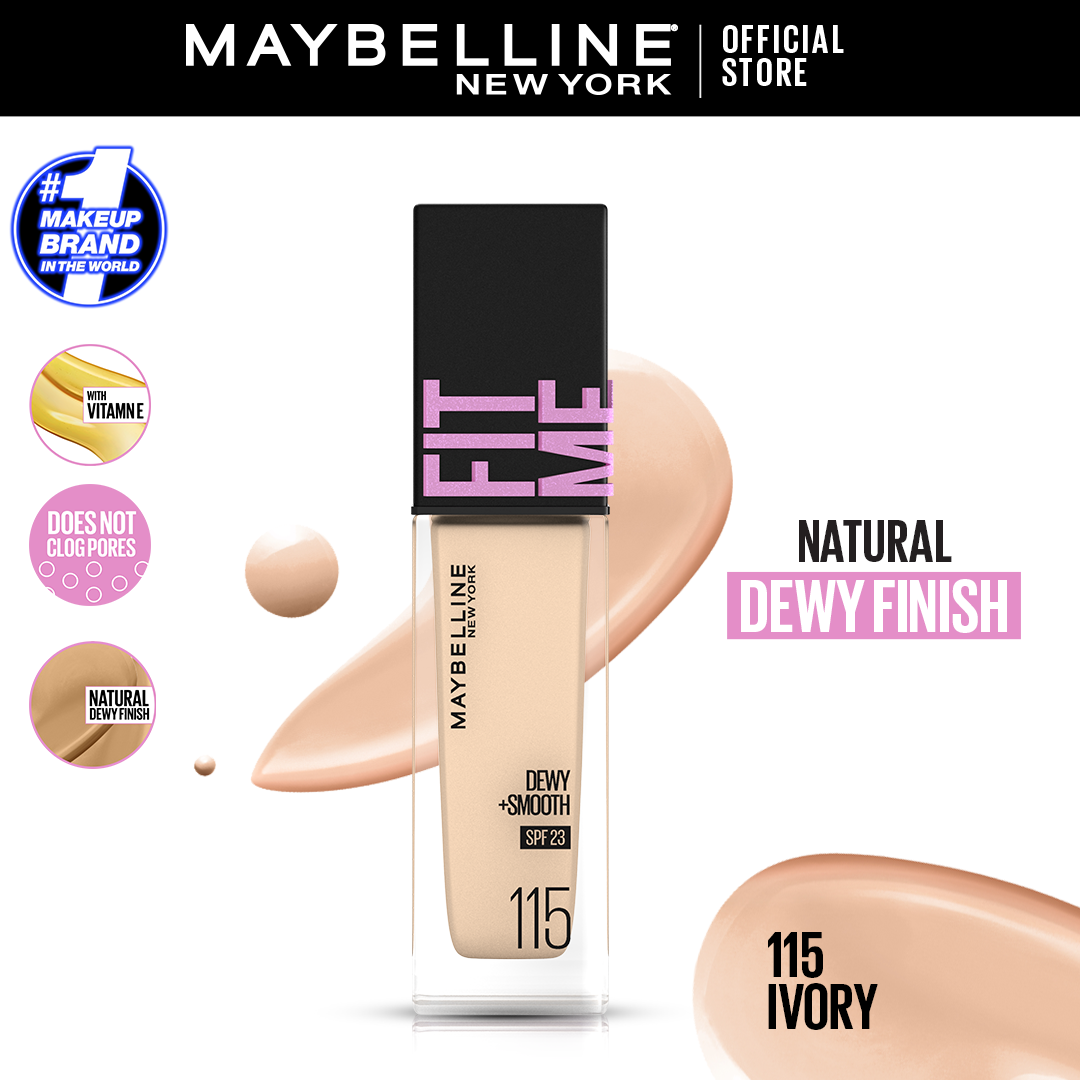 Maybelline Ny New Fit Me Dewy + Smooth Liquid Foundation Spf 23 - 115 Ivory 30Ml - For Normal To Dry Skin