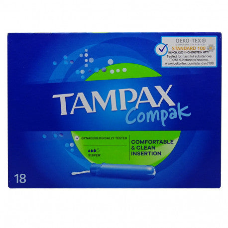 Tampax Compak Comfortable & Clean Insertion Super 18'S - Highfy.pk