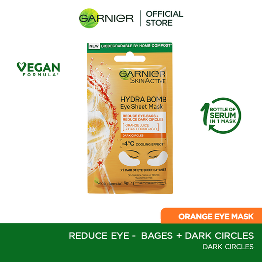 Garnier Skin Active Hydra Bomb Orange Tissue Eye Mask, Cooling Effect 6G - Highfy.pk