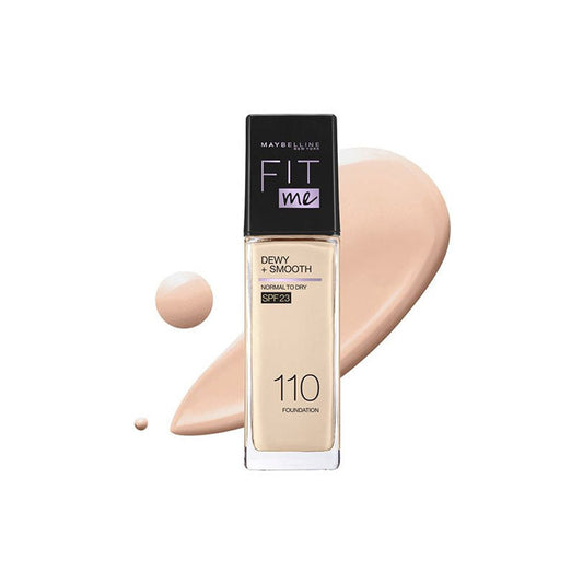 Maybelline Ny New Fit Me Dewy + Smooth Liquid Foundation Spf 23 - 110 Porcelain 30Ml - For Normal To Dry Skin - Highfy.pk