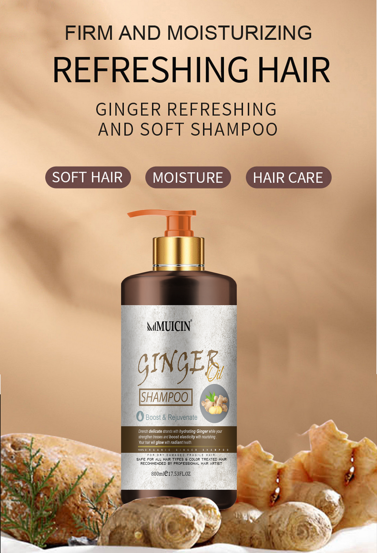 MUICIN  - Boost & Rejuvenate Ginger Hair Shampoo - 800ml