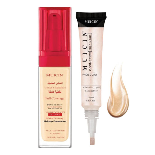 MUICIN - Nude Velvet Foundation & Face Glow Highlighter