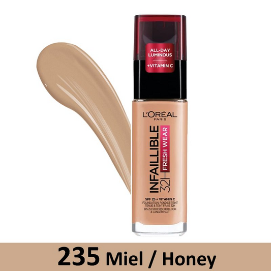L'Oreal Paris Infallible 24H Fresh Wear Foundation 235 Miel Honey (Pump) 30Ml - Highfy.pk